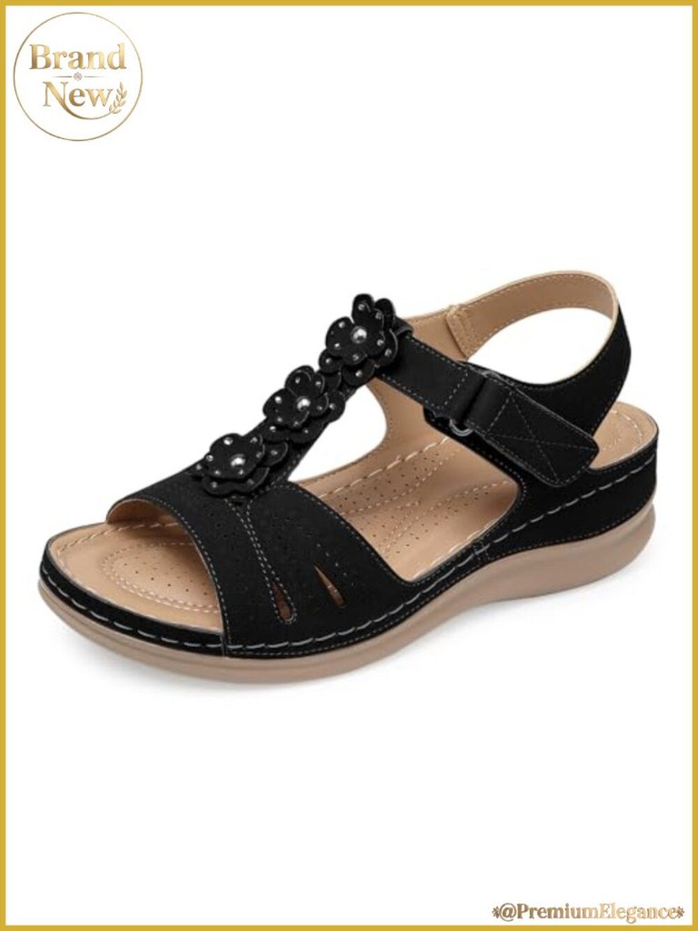SHIBEVER Women's Wedge Sandals Memory Foam Arch Support Velcro Ankle Strap